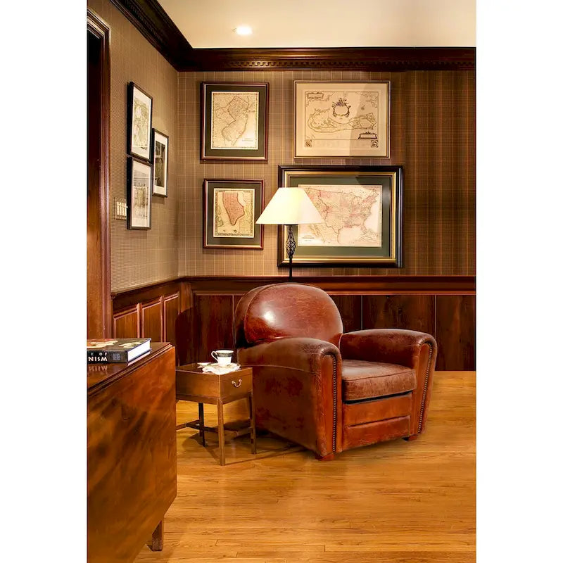 Poltrona Club Paris in vera pelle Pasargad Home, marrone
