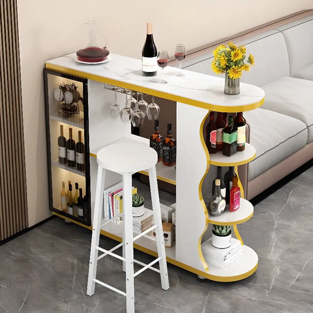 Tavolo da bar a forma libera con top in pietra moderna e contenitore per bar domestici