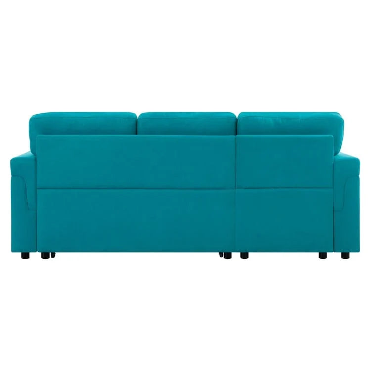 Divano sezionale reversibile con letto estraibile, chaise longue con contenitore nascosto, gambe durevoli,