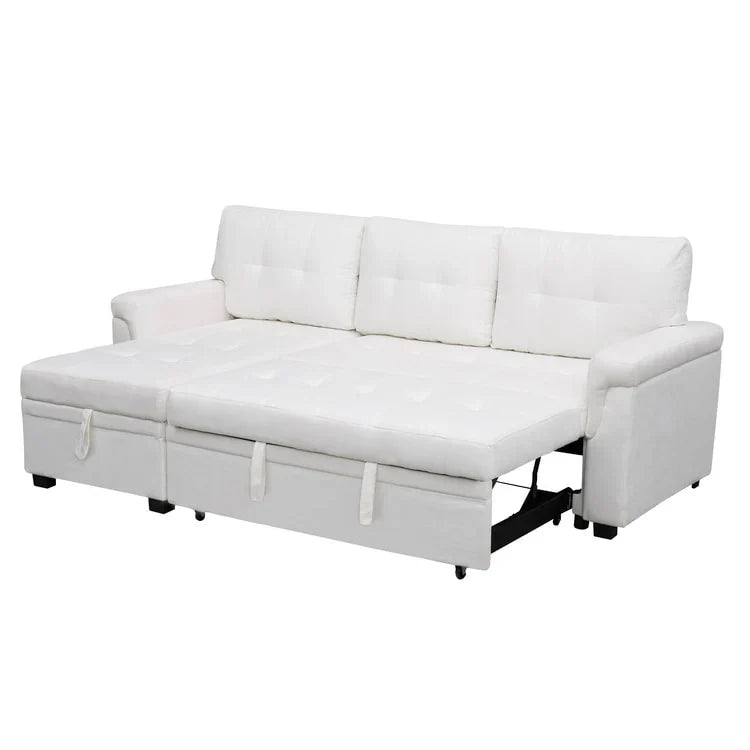 Divano sezionale reversibile con letto estraibile, chaise longue con contenitore nascosto, gambe durevoli,