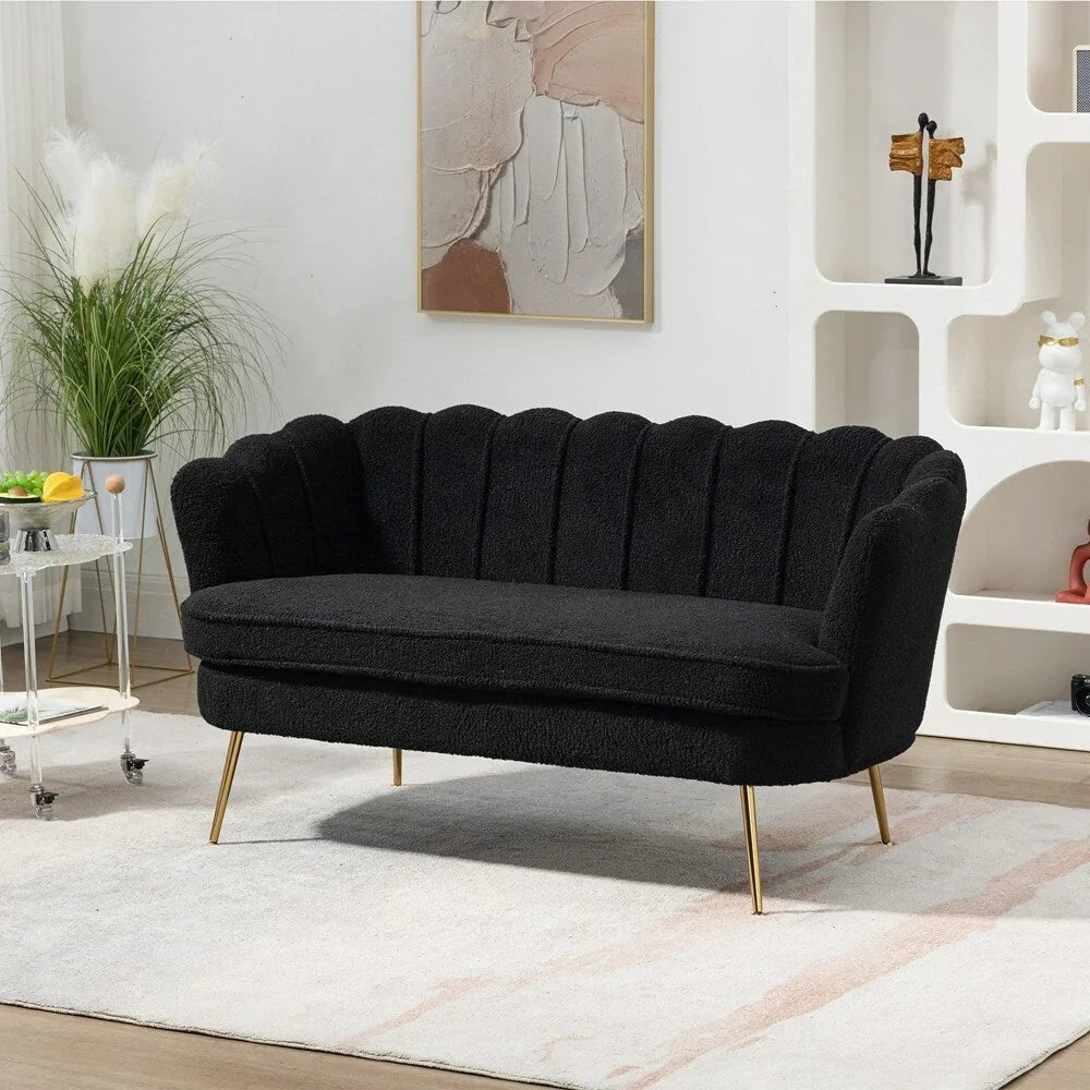 Divano a due posti piccolo mini con gamba in metallo dorato - 2 posti