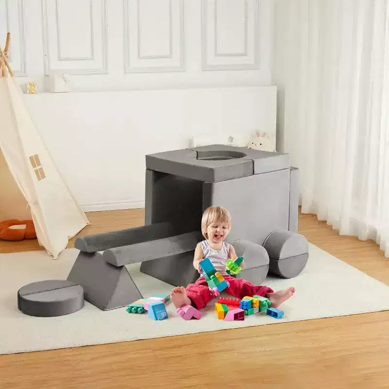 Divano da Gioco Modulare per Bambini a 15 Pezzi, Divano da Terra Creativo per Bambini e Bambine, Divano dell'Immaginazione per la Stanza dei Giochi