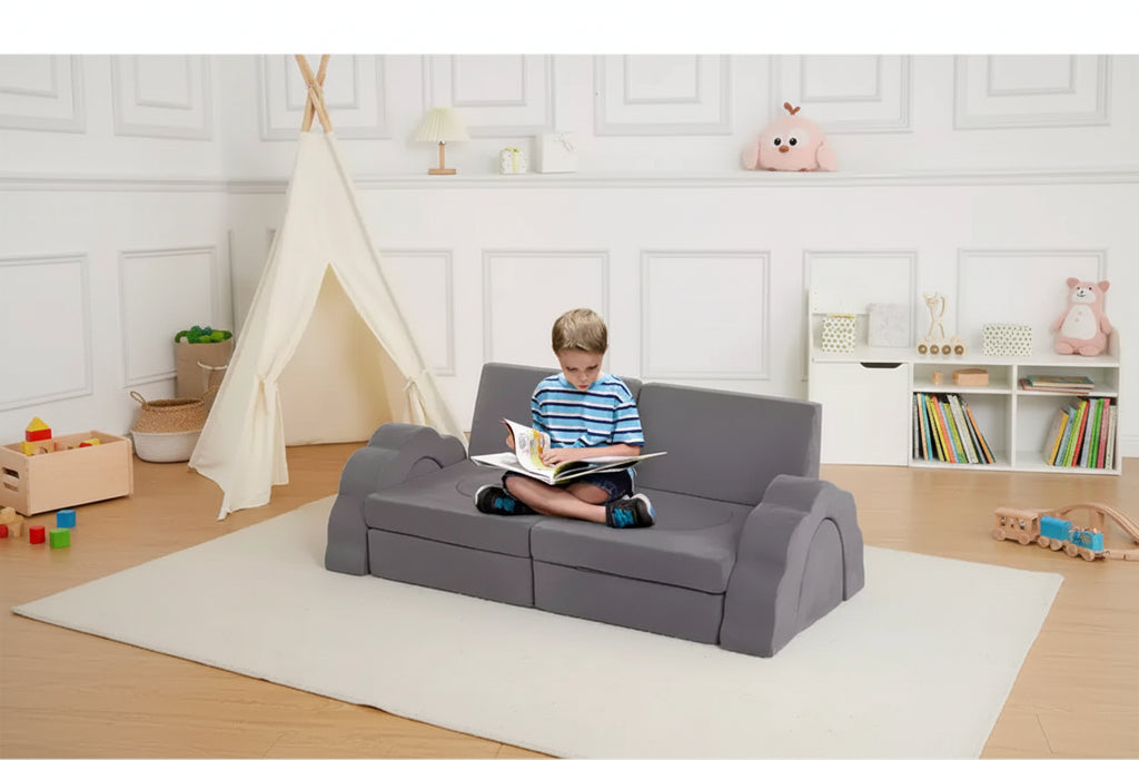 Set divano giochi modulare da 11 pezzi per bambini, divano combinato per bambini, divano convertibile e tappetino da pavimento, adatto per ragazzi e ragazze.