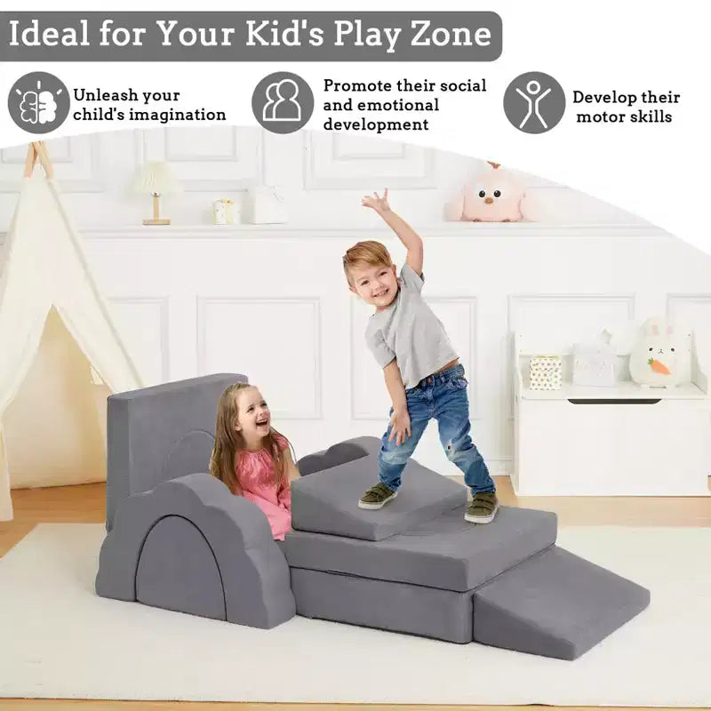 Set divano giochi modulare da 11 pezzi per bambini, divano combinato per bambini, divano convertibile e tappetino da pavimento, adatto per ragazzi e ragazze.