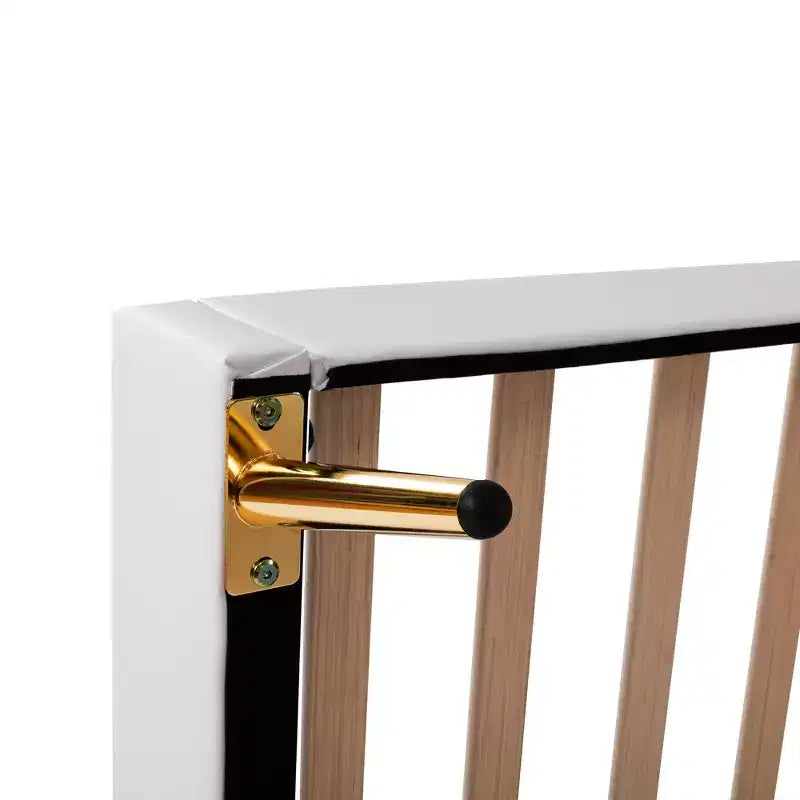 Struttura letto a LED singola/una piazza e mezza con testiera a corona, letti a piattaforma in PU imbottito per bambine con luce