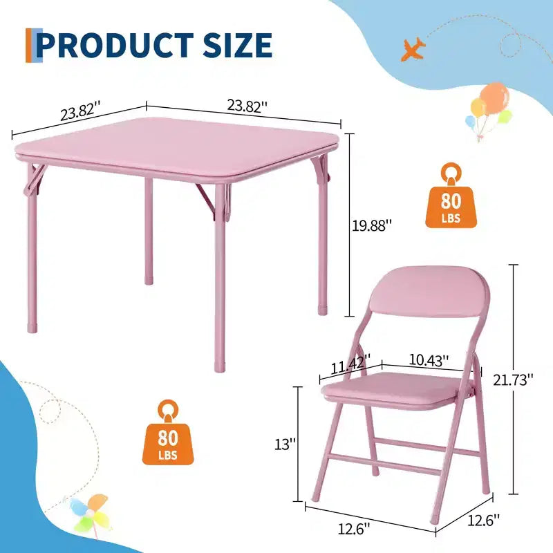 Set Tavolo e Sedie Pieghevoli per Bambini, Set Tavolo Attività per Bambini e Bambine da 3 o 5 Pezzi per Sala da Pranzo Asilo Nido Aula