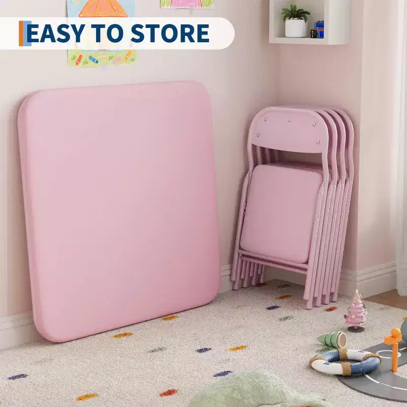 Set Tavolo e Sedie Pieghevoli per Bambini, Set Tavolo Attività per Bambini e Bambine da 3 o 5 Pezzi per Sala da Pranzo Asilo Nido Aula