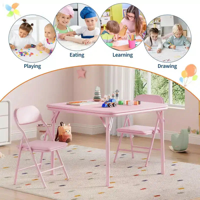 Set Tavolo e Sedie Pieghevoli per Bambini, Set Tavolo Attività per Bambini e Bambine da 3 o 5 Pezzi per Sala da Pranzo Asilo Nido Aula