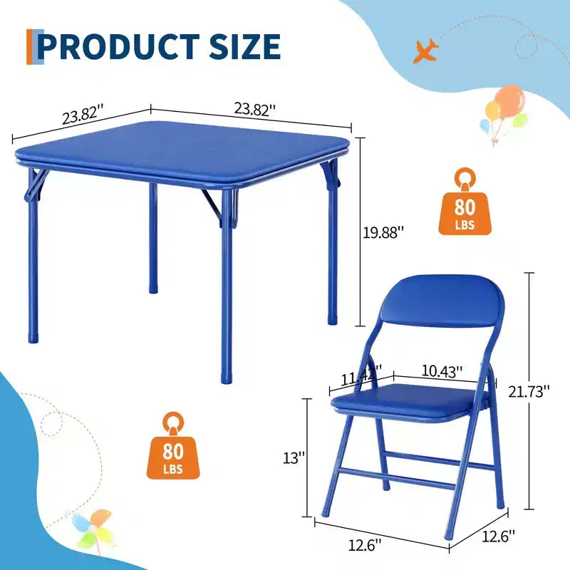 Set Tavolo e Sedie Pieghevoli per Bambini, Set Tavolo Attività per Bambini e Bambine da 3 o 5 Pezzi per Sala da Pranzo Asilo Nido Aula
