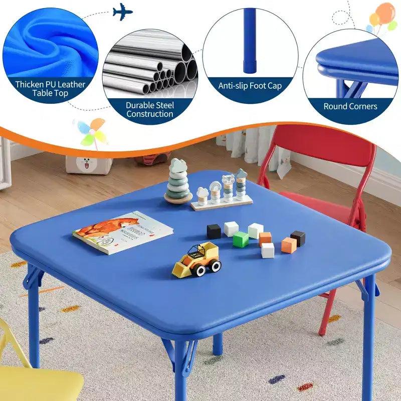 Set Tavolo e Sedie Pieghevoli per Bambini, Set Tavolo Attività per Bambini e Bambine da 3 o 5 Pezzi per Sala da Pranzo Asilo Nido Aula