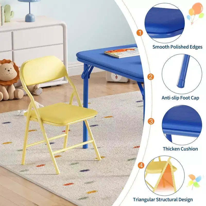 Set Tavolo e Sedie Pieghevoli per Bambini, Set Tavolo Attività per Bambini e Bambine da 3 o 5 Pezzi per Sala da Pranzo Asilo Nido Aula
