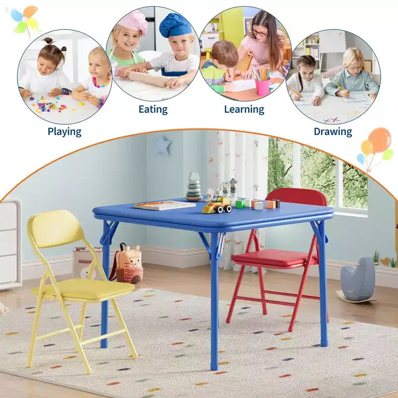 Set Tavolo e Sedie Pieghevoli per Bambini, Set Tavolo Attività per Bambini e Bambine da 3 o 5 Pezzi per Sala da Pranzo Asilo Nido Aula