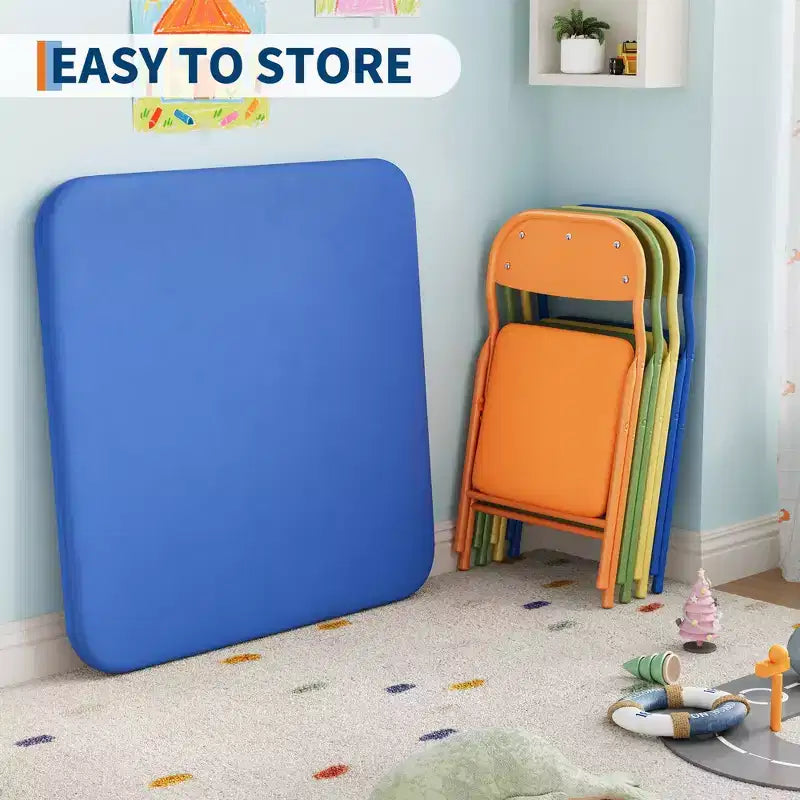 Set Tavolo e Sedie Pieghevoli per Bambini, Set Tavolo Attività per Bambini e Bambine da 3 o 5 Pezzi per Sala da Pranzo Asilo Nido Aula