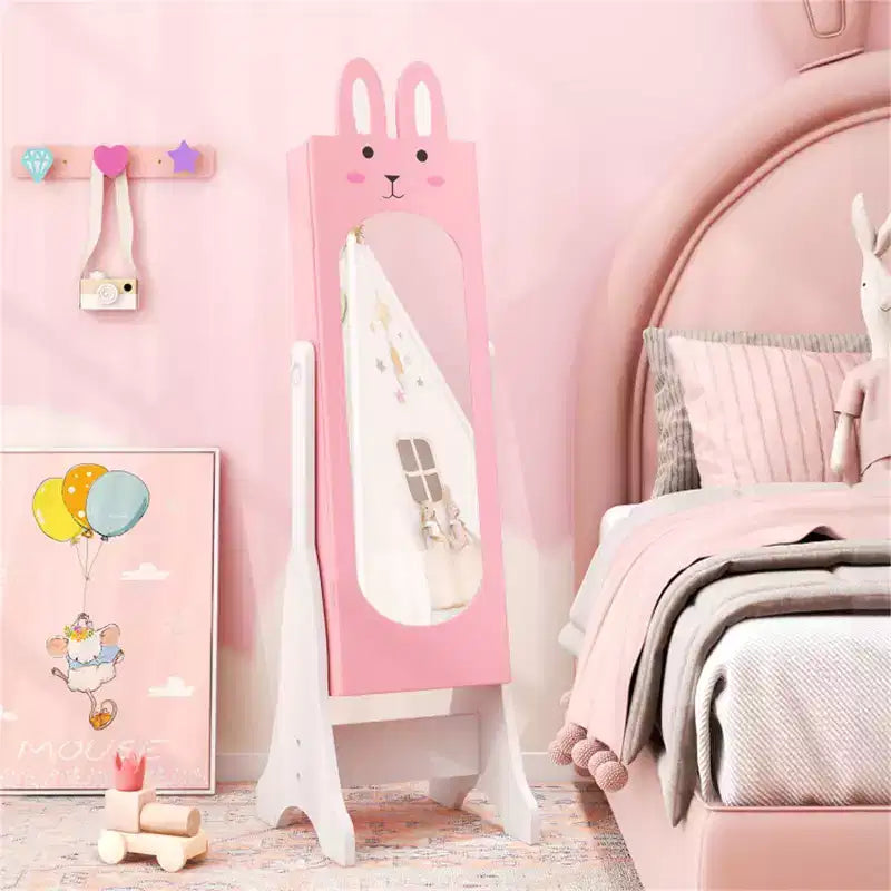 Set da trucco per bambine rosa, tavolo da toeletta e sedia da principessa con armadietto portagioie
