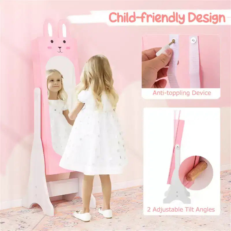 Set da trucco per bambine rosa, tavolo da toeletta e sedia da principessa con armadietto portagioie