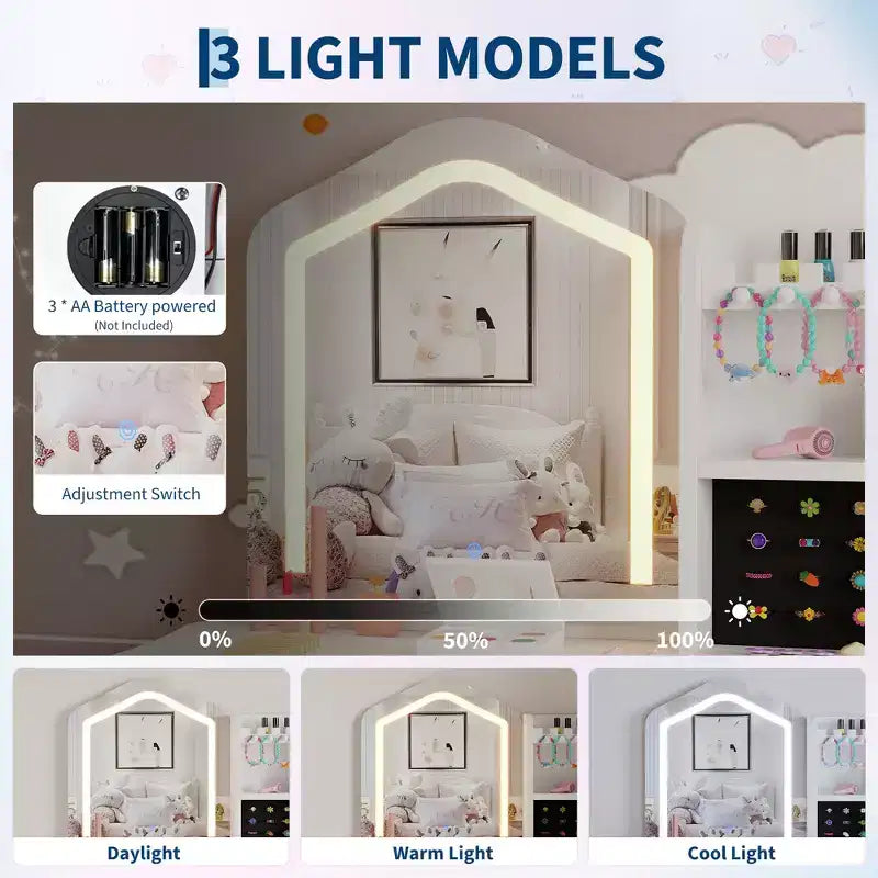 Set toeletta per bambine con sgabello, per età 3-8 anni - Ideale per camera da letto o sala giochi