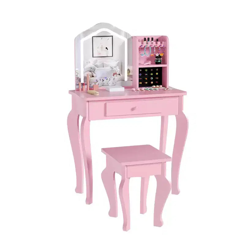 Set toeletta per bambine con sgabello, per età 3-8 anni - Ideale per camera da letto o sala giochi