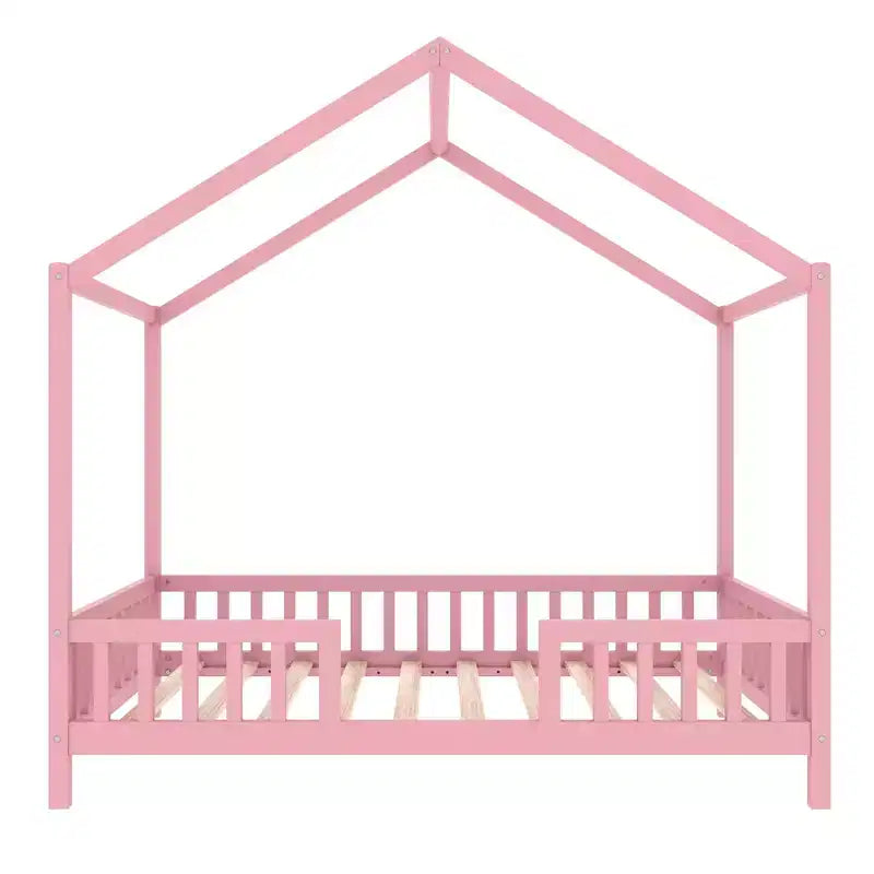 Struttura letto Montessori a casetta bassa, singola, con tende