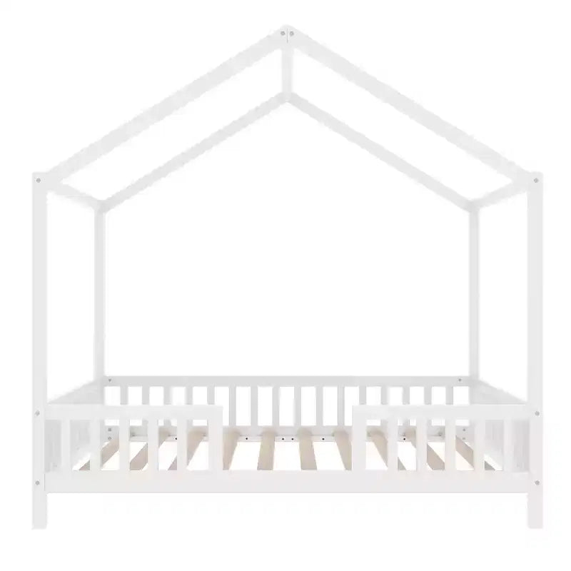 Struttura letto Montessori a casetta bassa, singola, con tende