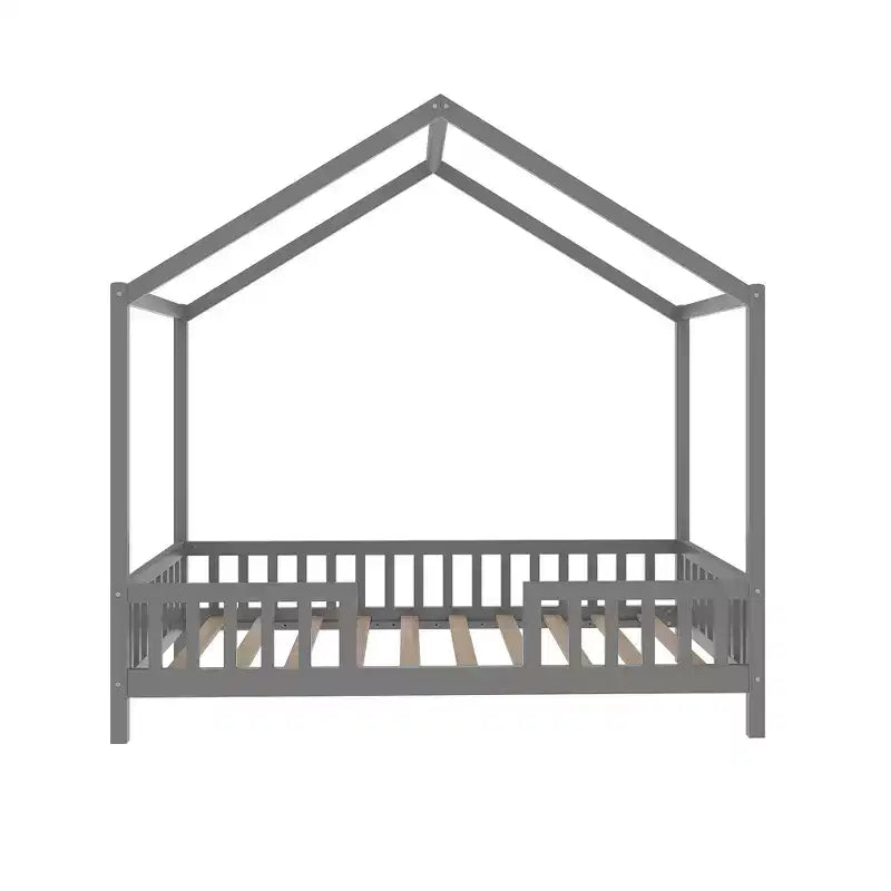 Struttura letto Montessori a casetta bassa, singola, con tende
