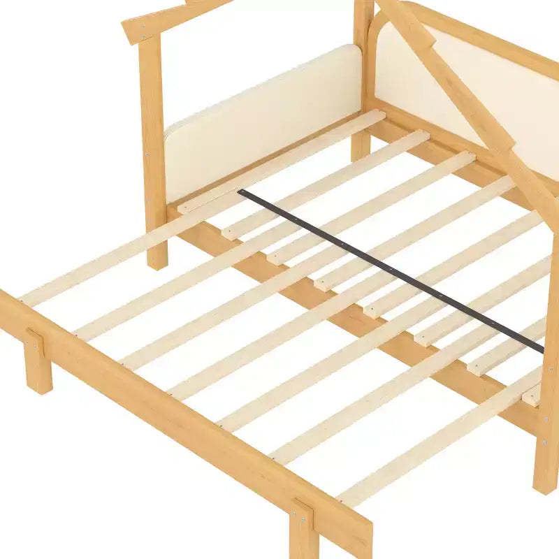 Letto a casetta in legno, misura doppia, con sponde imbottite, per bambini, ragazzi, ragazze, colore bianco