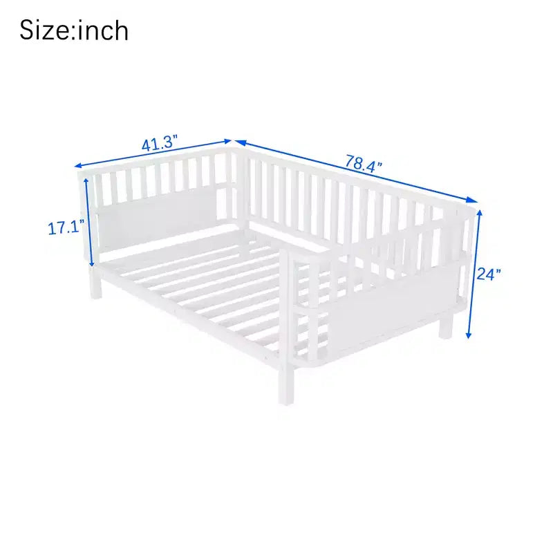 Struttura letto a piattaforma per bambini Twin Size, lettino per bambini, divano letto per bambini in metallo a basso profilo con sponde laterali rimovibili - ModernLuxe