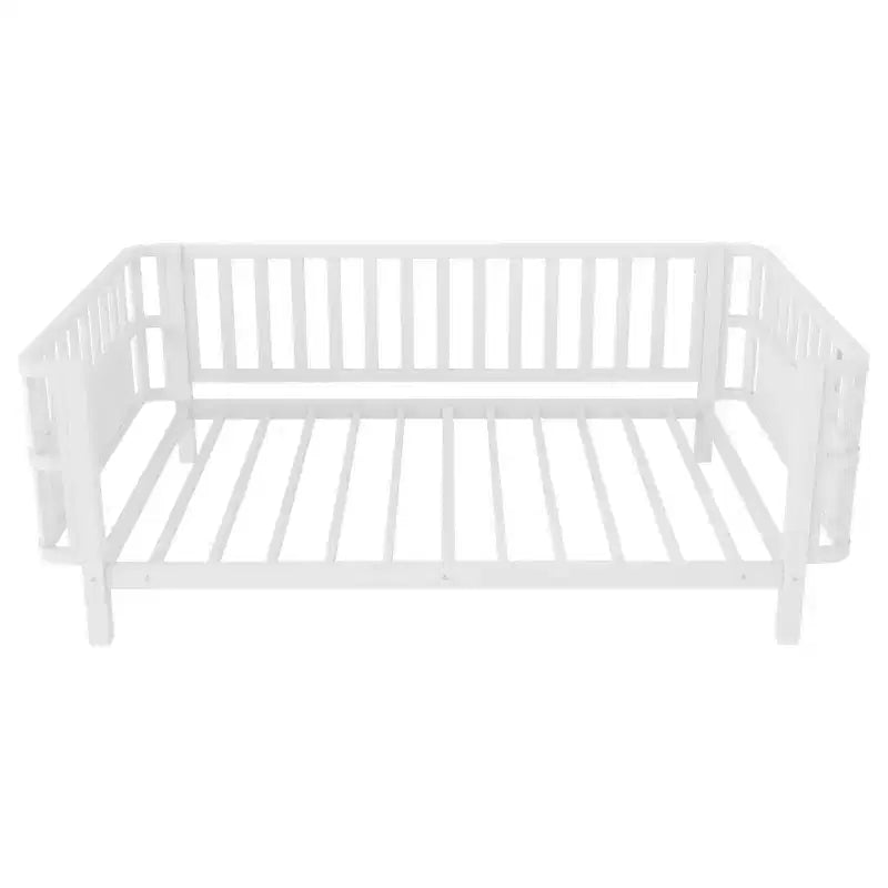 Struttura letto a piattaforma per bambini Twin Size, lettino per bambini, divano letto per bambini in metallo a basso profilo con sponde laterali rimovibili - ModernLuxe