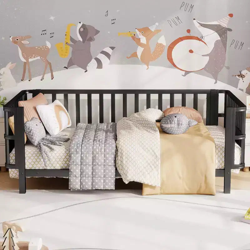 Struttura letto a piattaforma per bambini Twin Size, lettino per bambini, divano letto per bambini in metallo a basso profilo con sponde laterali rimovibili - ModernLuxe