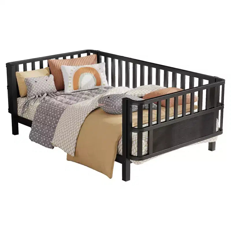 Struttura letto a piattaforma per bambini Twin Size, lettino per bambini, divano letto per bambini in metallo a basso profilo con sponde laterali rimovibili - ModernLuxe