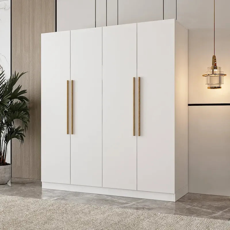 Armadio moderno freestanding in legno massiccio con ripiani