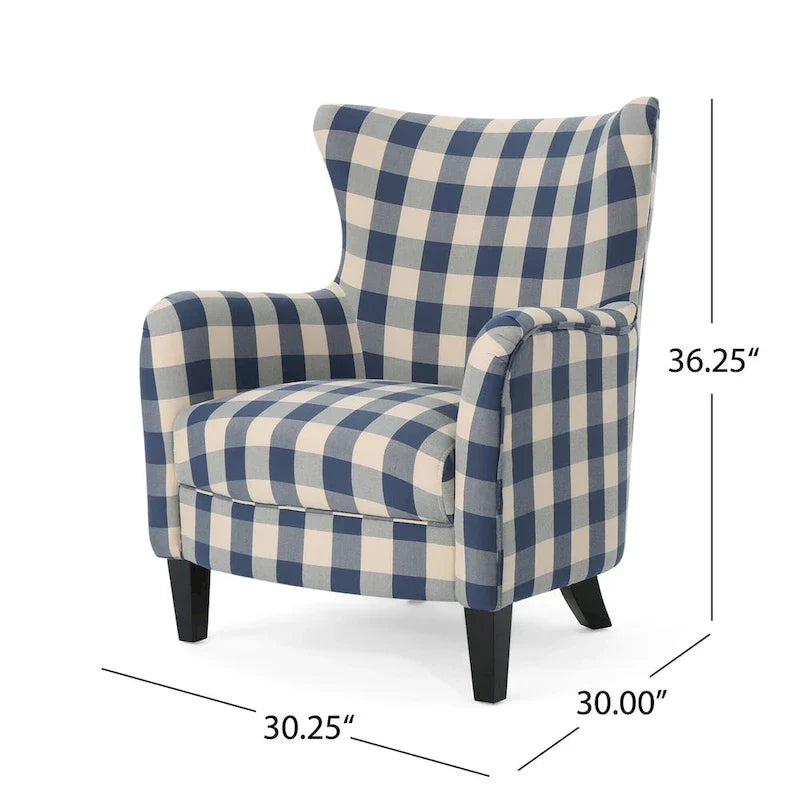 Poltrona imbottita schienale alto Modern Retro 30,25" con gambe in legno per soggiorno