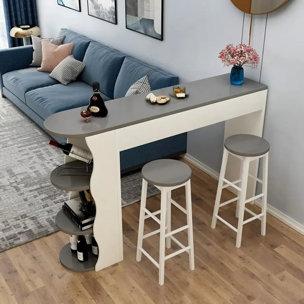 Tavoli da bar moderni con scaffali asimmetrici in legno bianco e nero
