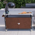 Carrello per Barbecue da Esterno con Piano in Acciaio Inox (sgabello non incluso)