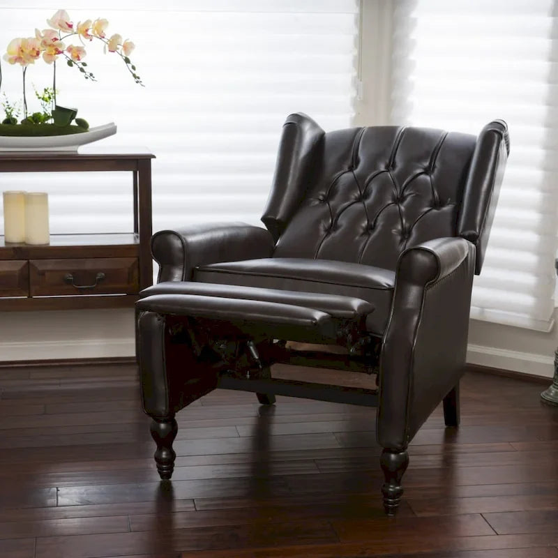 Poltrona reclinabile Walter Brown in pelle rigenerata di Christopher Knight Home