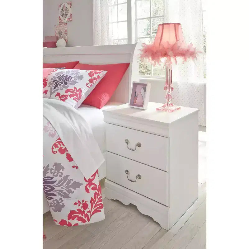 Comodino Bianco - : Tavolino Moderno da Comodino con Contenitore, Mobili per la Camera da Letto delle Bambine