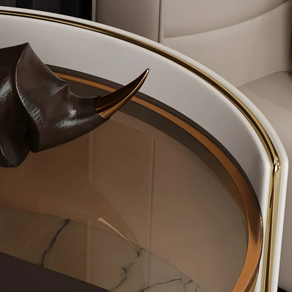 Comodino di Lusso con Piano in Vetro, Cassetto Contenitore e Vano Aperto