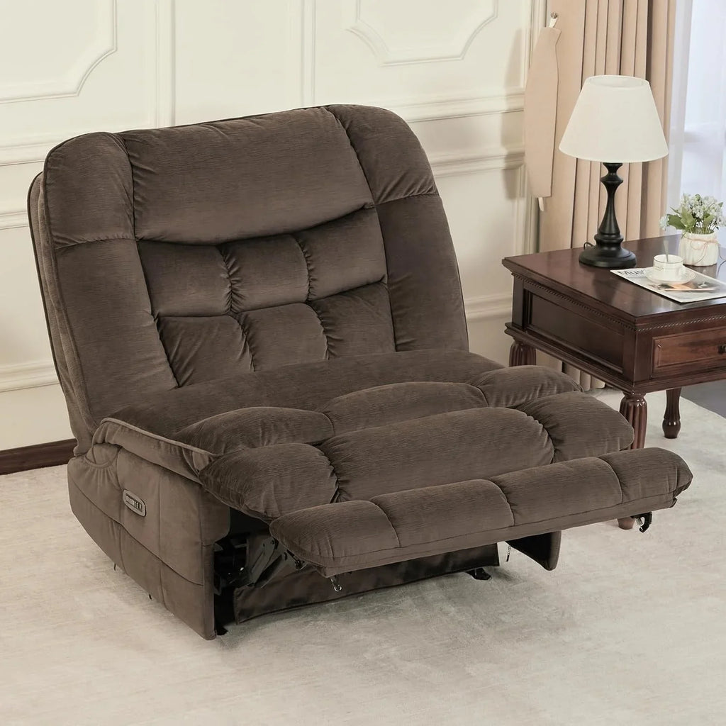 MCombo Poltrona Reclinabile Basculante Elettrica Oversize senza Braccioli con Doppio Motore, Reclinabile Zeroarms Perfetta per Soggiorno in Tessuto PR607
