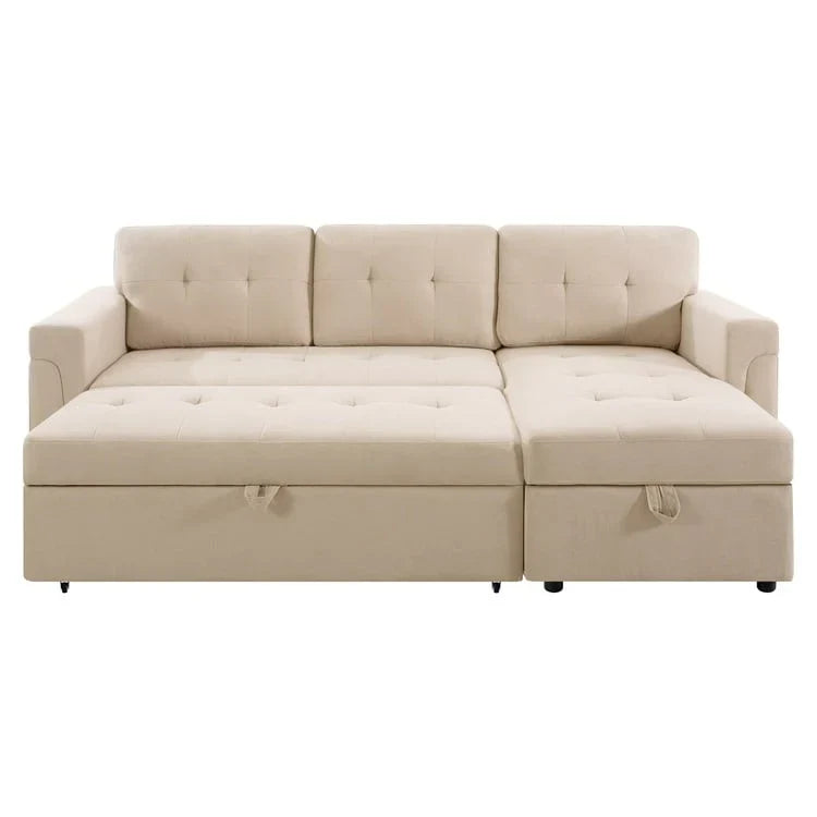 Divano sezionale reversibile con letto estraibile, chaise longue con contenitore nascosto, gambe durevoli,