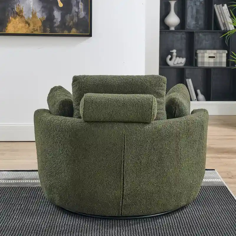 Poltrona a botte girevole di grandi dimensioni con pouf contenitore a forma di luna