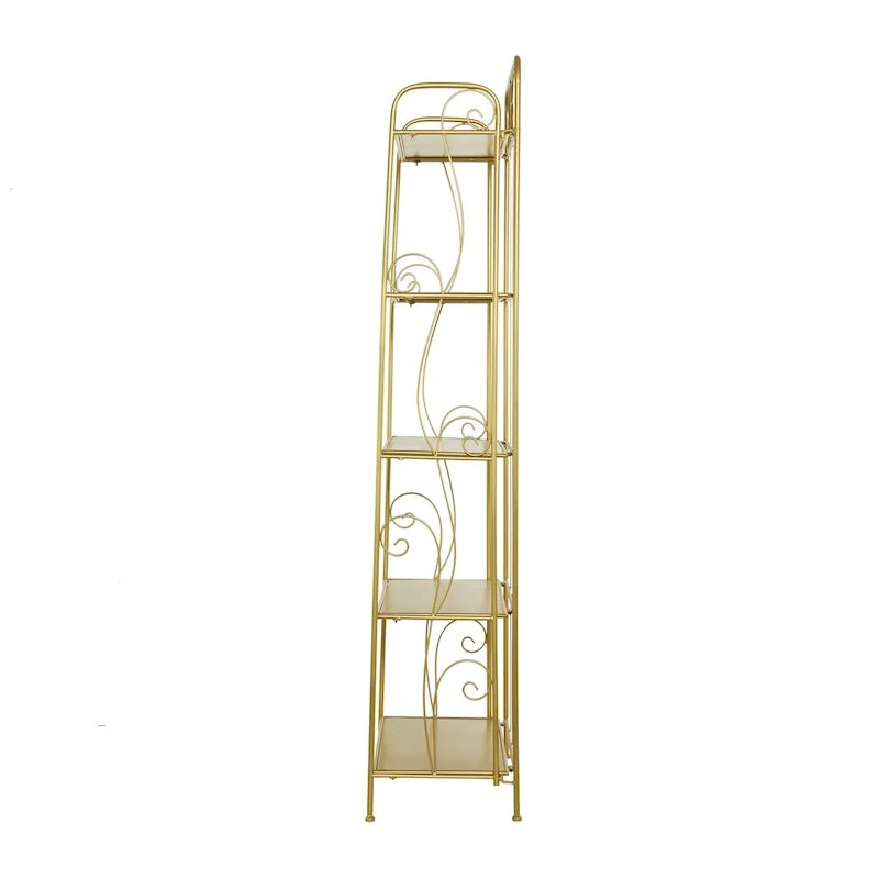 Scaffale pieghevole alto a 5 ripiani in metallo a spirale per interni ed esterni - Oro o Bianco - Roche River Decor