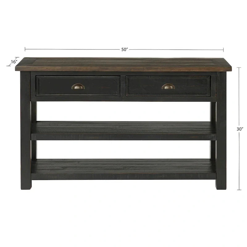 The Gray Barn Downington Consolle da Divano in Legno Massello a 2 Cassetti