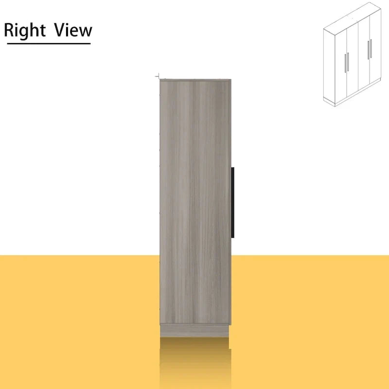 Armadio moderno freestanding in legno massiccio con ripiani