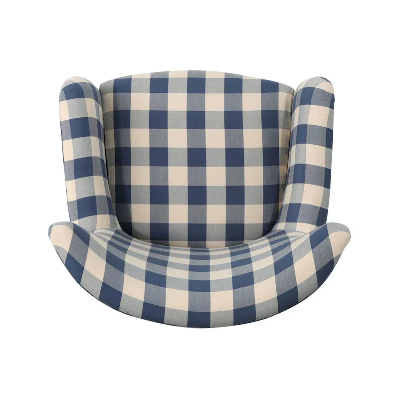 Poltrona imbottita schienale alto Modern Retro 30,25" con gambe in legno per soggiorno