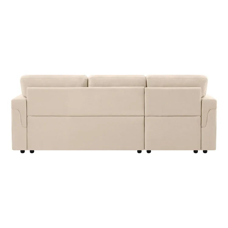 Divano sezionale reversibile con letto estraibile, chaise longue con contenitore nascosto, gambe durevoli,