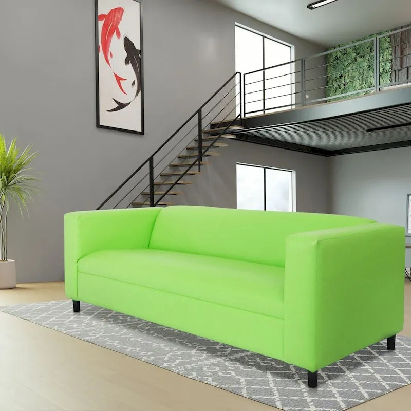 Divano a 3 posti in stile Mid-Century Modern, similpelle, struttura in legno massello, imbottito
