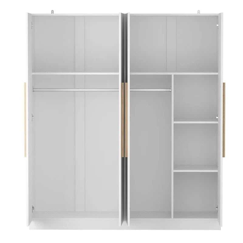 Armadio moderno freestanding in legno massiccio con ripiani
