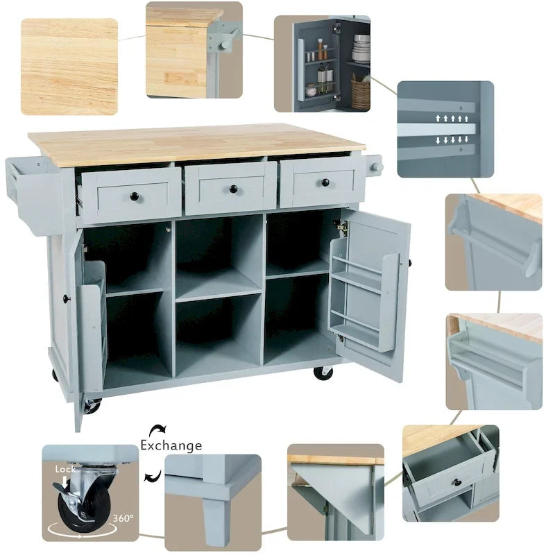 Carrello da Cucina su Ruote Portatile con Contenitore