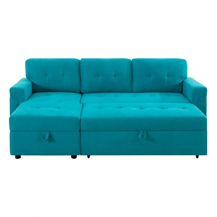 Divano sezionale reversibile con letto estraibile, chaise longue con contenitore nascosto, gambe durevoli,