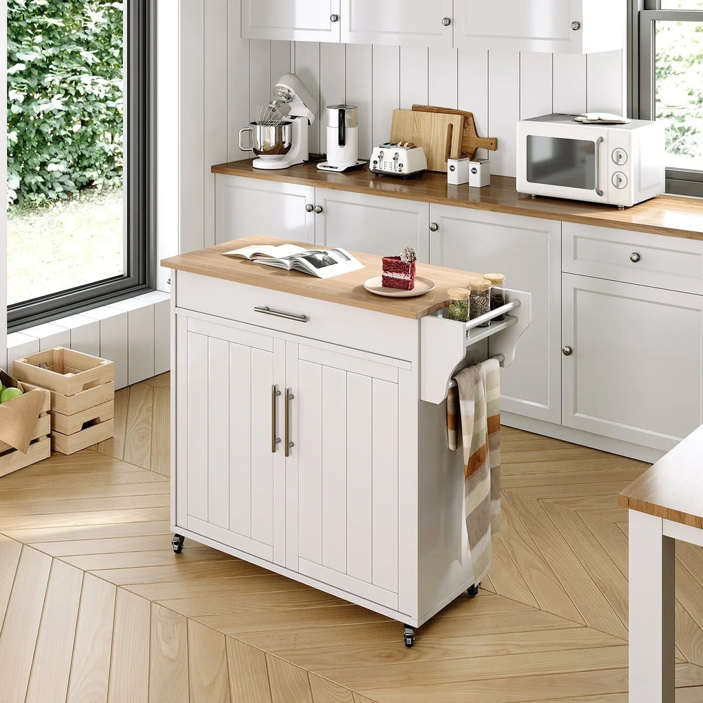 Isola da Cucina Mobile con Armadietto Contenitore