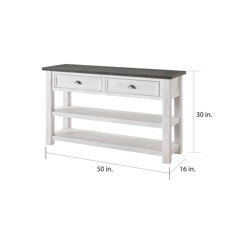 The Gray Barn Downington Consolle da Divano in Legno Massello a 2 Cassetti